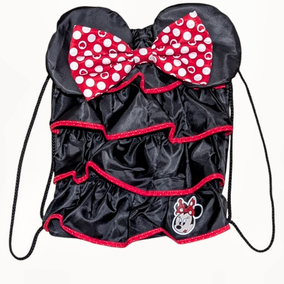 DisneyParks Minnie Mouse Ear/Red White Polka Dot Bow Ruffled Drawstring Backpack - Picture 15 of 15